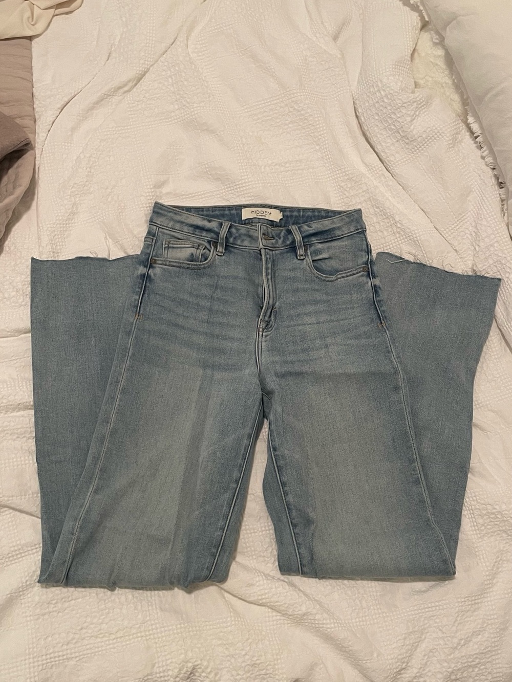 High-Rise Light Blue Flare Jeans by Hidden